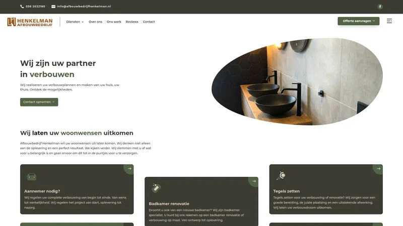 Website van Afbouwbedrijf Henkelman