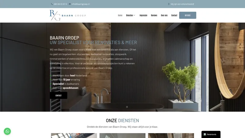 Website van Badkamer renovatie | Bouwbedrijf | Baarn Groep