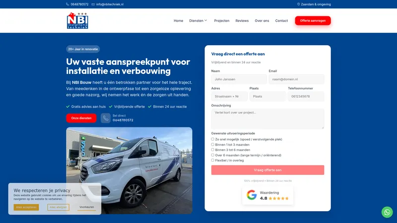 Website van Badkamer renovatie | NBI Techniek