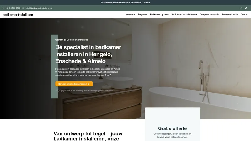 Website van Badkamer verbouwen - Doldersum installatiebedrijf Hengelo