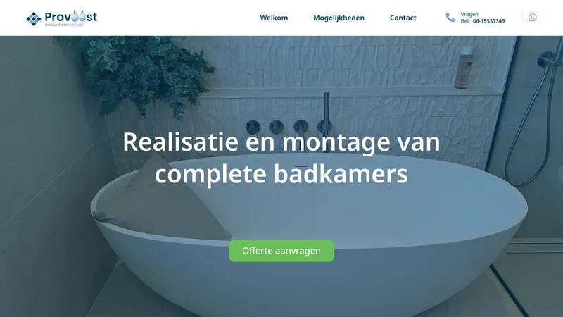 Website van Badkamermontage Provoost V.O.F.