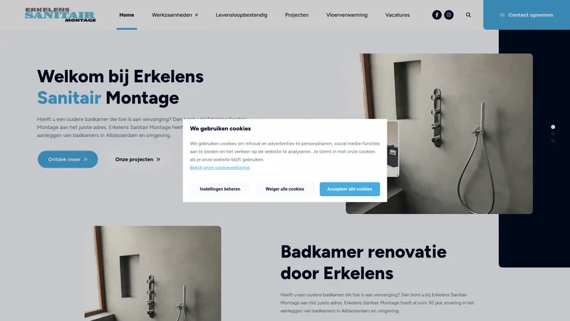 Website van Erkelens Sanitair Montage