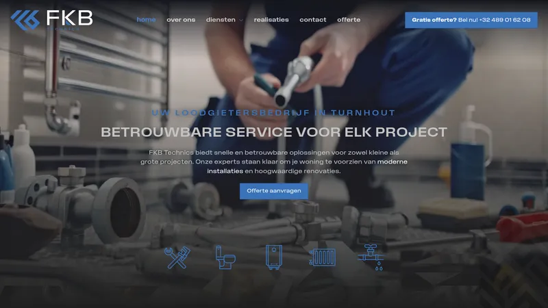 Website van FKB Technics | Sanitair, Verwarming, Warmtepompen en Badkamerrenovatie