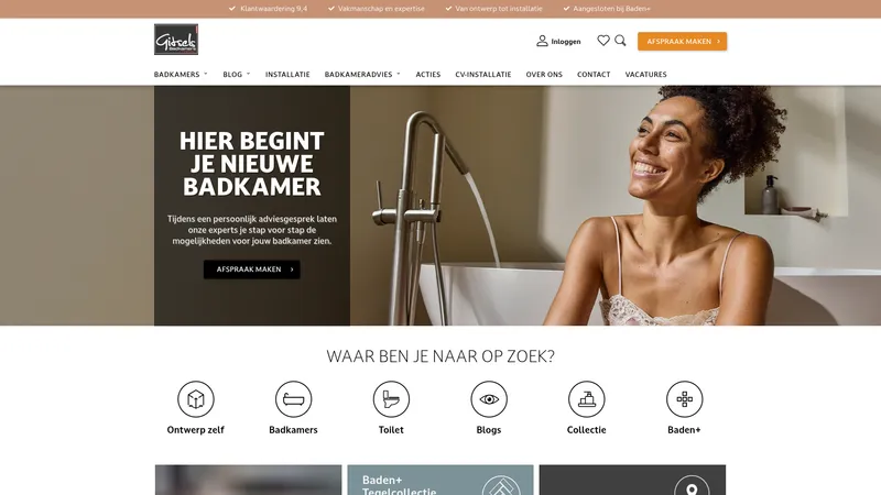 Website van Gitsels Badkamers en Installateurs | Badkamers Arnhem