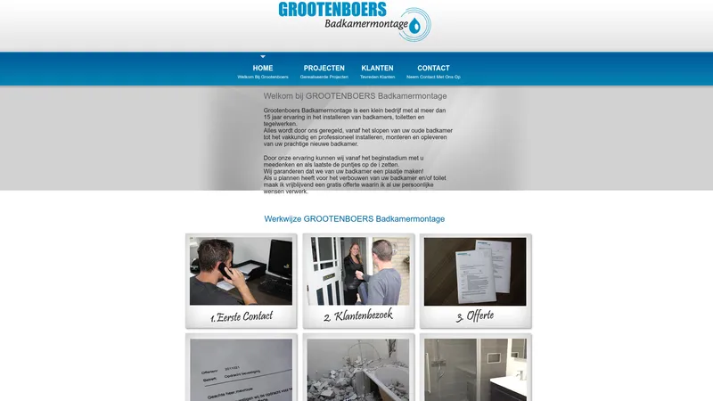 Website van Grootenboers Badkamer Montage