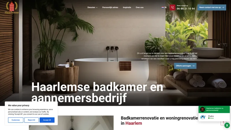 Website van Haarlemse badkamers en aannemersbedrijf