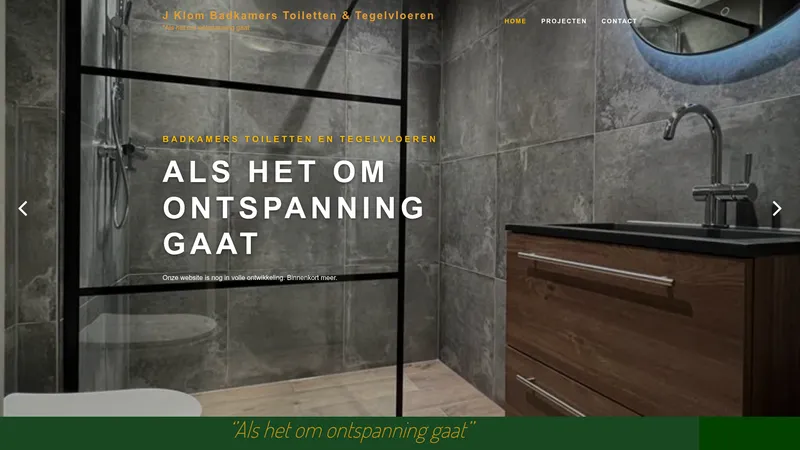 Website van J. Klom badkamers, Toiletten & Tegelwerken