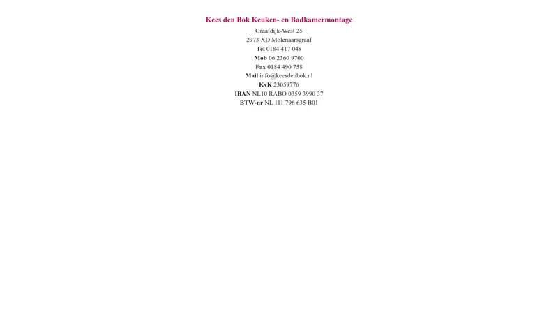 Website van Kees den Bok Keuken- en Badkamermontage