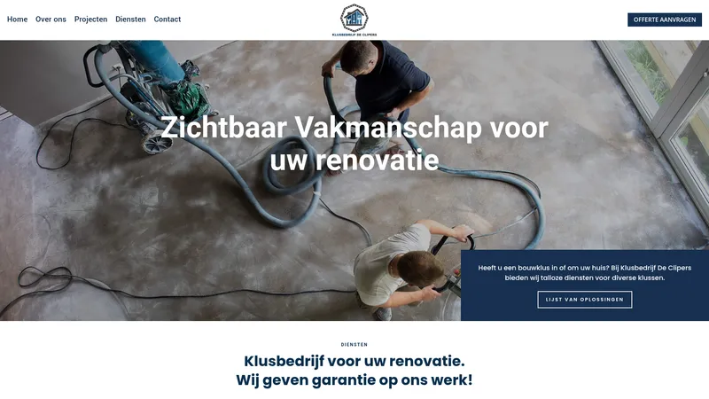 Website van Klusbedrijf de Clipers | Badkamer Renovatie & Bouwbedrijf Venray