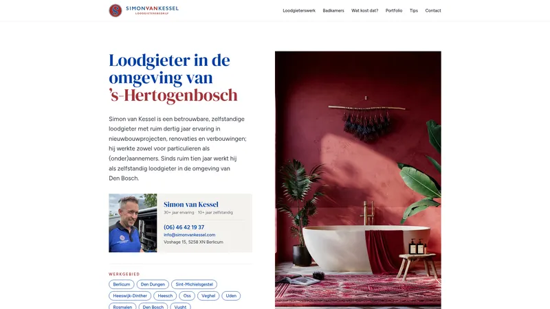 Website van Loodgietersbedrijf/Badkamerspecialist Simon van Kessel🔧