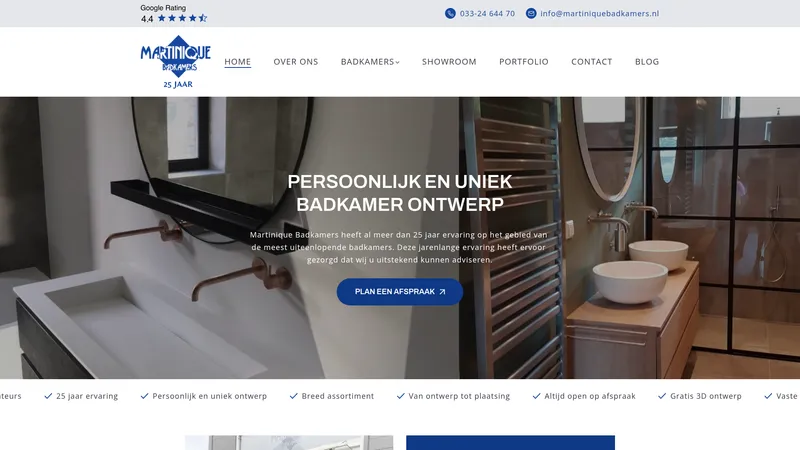 Website van Martinique Badkamers