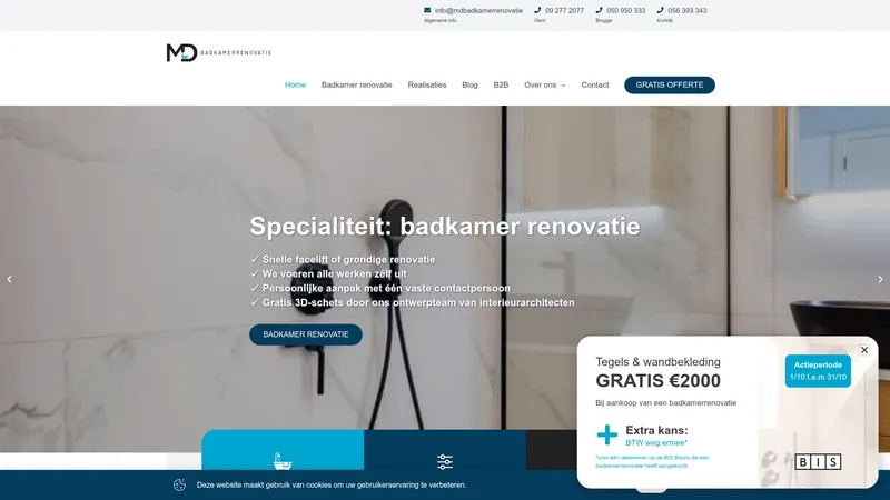 Website van MD Badkamerrenovatie