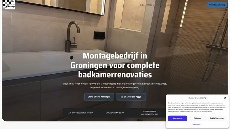 Website van Montagebedrijf Horlings