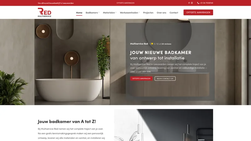 Website van Multiservice Red - Badkamer Renovaties en Installaties