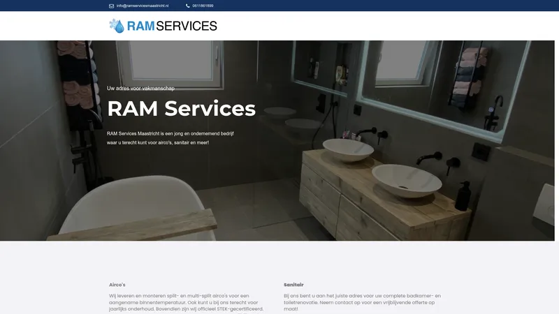 Website van RAM Services Maastricht