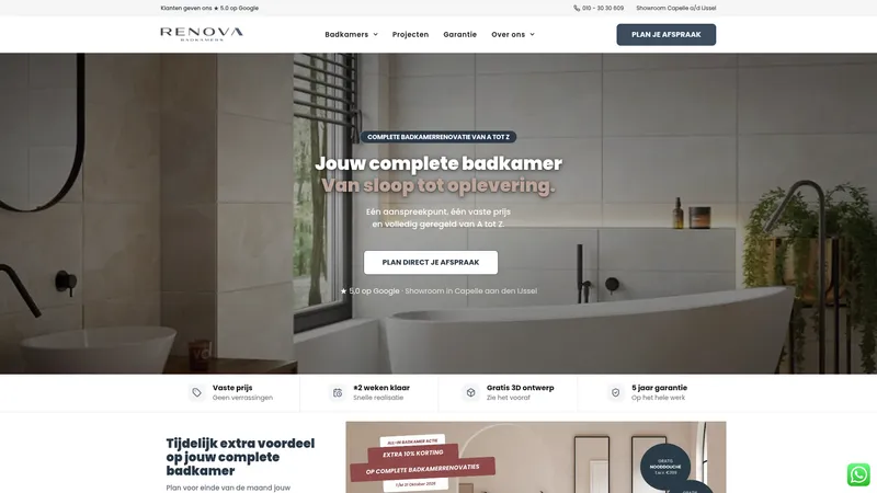 Website van Renova Badkamers