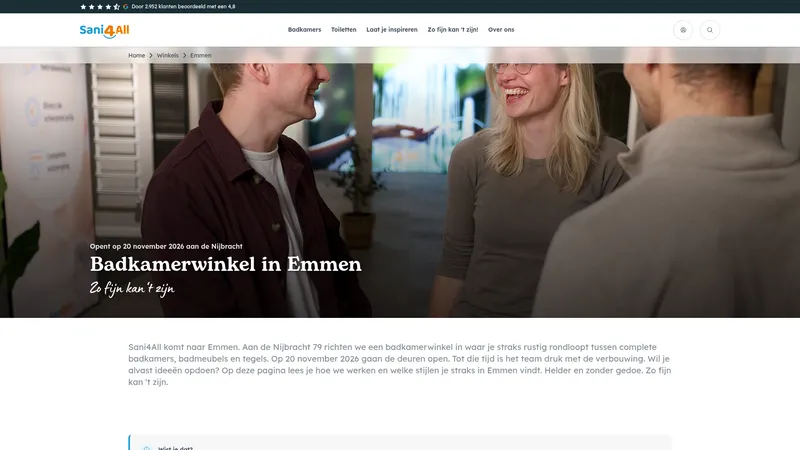 Website van Sani4All Emmen