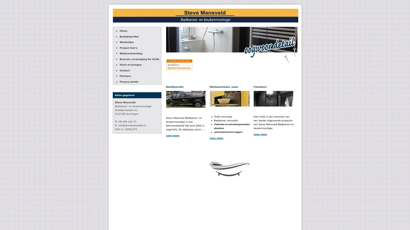 Website van Steve Mansveld Badkamer- en keukenmontage