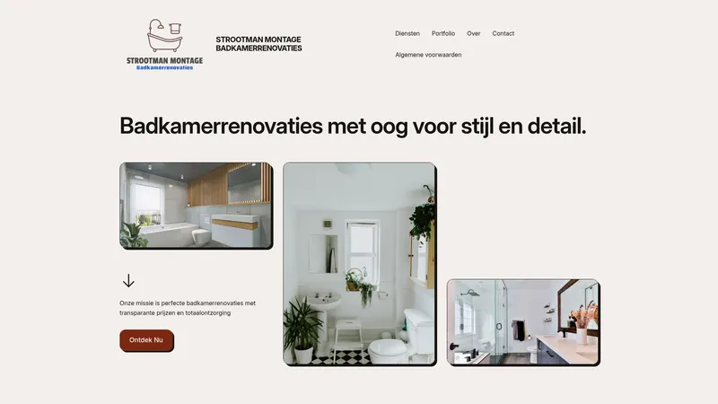 Website van Strootman Montage Badkamer renovaties
