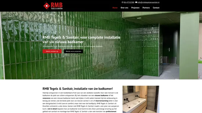 Website van Tegelzetbedrijf RMB Tegels & Sanitair