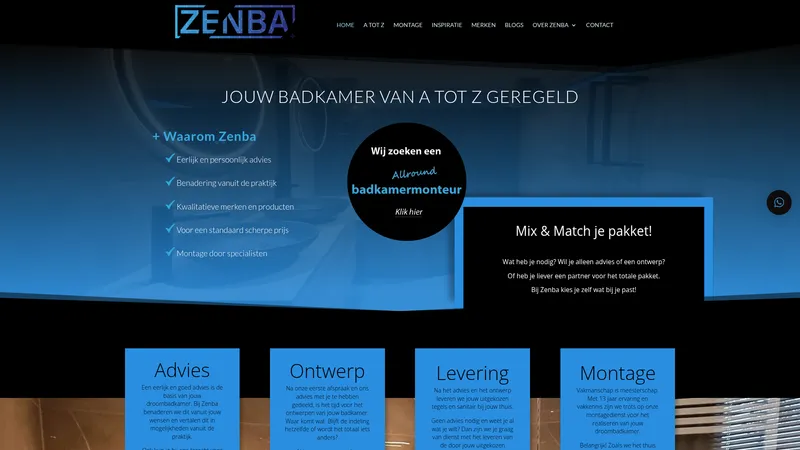 Website van Zenba Badkamers